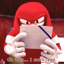 Sonic Boom Knuckles GIF - Sonic Boom Knuckles Oh Wait I Cant Read GIFs
