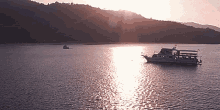 sea view scenery boat sunrise