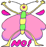 Butterfly Says "No" In English. Sticker - Wiggly Squiggly Cuties Butterfly No Stickers