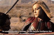 Captain Marvel Im Sending You With A Message GIF - Captain Marvel Im Sending You With A Message Tell The Supreme Intelligence That GIFs