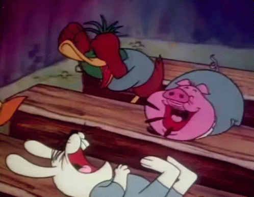 Animals Laughing Pig Laughs GIF - Animals Laughing Pig Laughs Bunny Rabbit Doubled Over GIFs