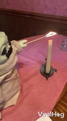 Lighting A Candle Baby Yoda GIF - Lighting A Candle Baby Yoda Viralhog GIFs