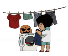 washing laundry