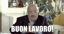 Buon Lavoro Maurizio Costanzo Buona Giornata Buongiorno GIF - Have A Nice Day At Work Italian Cult Tv Show Buon Lavoro GIFs