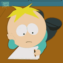 Writing A Letter Butters Stotch GIF - Writing A Letter Butters Stotch South Park GIFs