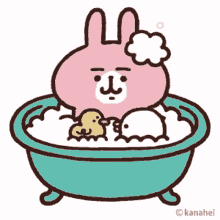 kanahei bunny rabbit taking a bath bubbles