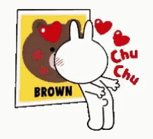 Brown And Cony Happy GIF - Brown And Cony Happy Kiss GIFs