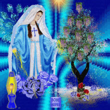 Szentek Jézusáldás Ima Mama Mary GIF - Szentek Jézusáldás Ima Mama Mary Flowers GIFs