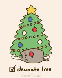 Christmas Decorations GIF - Decorate Tree Pusheen GIFs