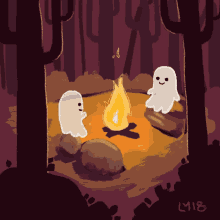 ghosts spooky camping fire hangout
