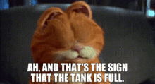 Garfield And Thats A Sign That The Tank If Full GIF - Garfield And Thats A Sign That The Tank If Full Tank Full GIFs