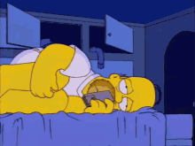 homer the simpsons tv depressed laying in bed
