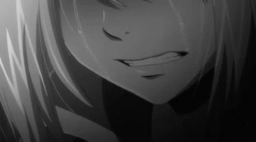 anime girl black and white