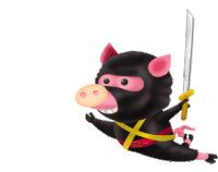 Ninja Pig Sticker - Ninja Pig Piggy Stickers
