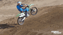 stunt dirt rider riding in the air slow mo