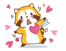 rascal raccoon in love heart