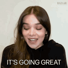 Its Going Great Hailee Steinfeld GIF - Its Going Great Hailee Steinfeld Harpers Bazaar GIFs