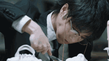handsome eating