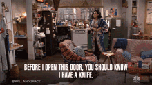 Before I Open This Door You Should Know I Have A Knife GIF - Before I Open This Door You Should Know I Have A Knife Before I Let You In GIFs