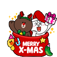 Xmas Merry Christmas Sticker - Xmas Merry Christmas Brown Bear Stickers