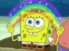 Sponge Bob Excited GIF - Sponge Bob Excited Rainbow GIFs
