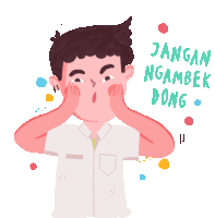 Ringgo Makes Silly Face And Says "Don'T Be Angry" In Indonesian Sticker - Surprised Shocked Oh No Stickers