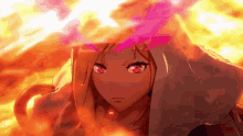 monster strike lucifer in fire flame fire anime