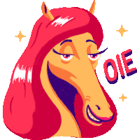 Horse With Long Eyelashes Says Hello In Portuguese Sticker - Beauty Ride Oie Google Stickers