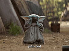 Baby Yoda Sips Tea GIF - Baby Yoda Sips Tea The Mandalorian GIFs