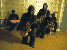 Gorillas Band Playing Music GIF - Gorillas Band Playing Music Costumes GIFs