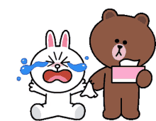 cony and brown crying sad tissue wipe face