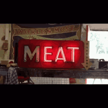 eat meat neon sign