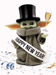 Happy New Year Baby Yoda GIF - Happy New Year Baby Yoda Wine GIFs