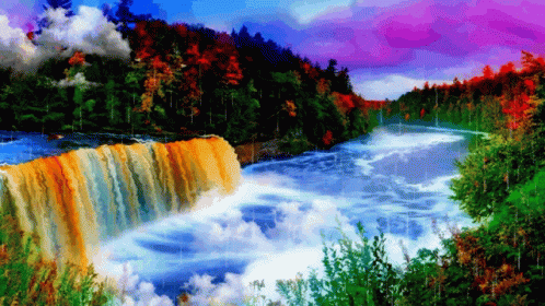 Waterfall - Nature Waterfall Raining - Discover & Share GIFs