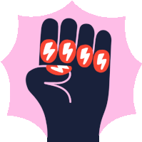Raised Female Fist Sparks Power Sticker - Nail Art Thunder Showing Off Stickers