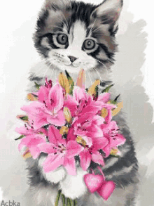 Cat Flowers GIF - Cat Flowers GIFs