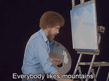 Bob Ross Painting GIF - Bob Ross Painting Everybody Likes Mountains GIFs