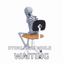 waiting for help waiting skeleton dying here while waiting