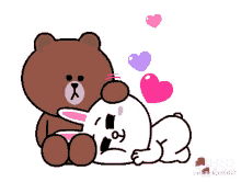cony and brown couple love tantrum cuddle