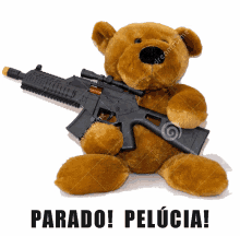 pelucia parado parado pelucia teddy bear rifle gun