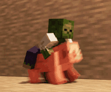 Minecraft Zombie Riding A Pig GIF - Minecraft Zombie Riding A Pig Pig GIFs