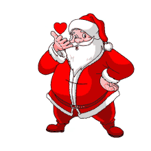 happy holidays merry christmas santa claus blow kiss heart