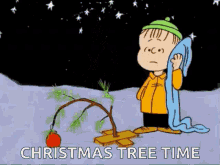 Christmas Tree Time Charlie Brown GIF - Christmas Tree Time Charlie Brown Stars GIFs