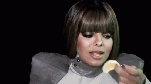 Janet Jackson eating snacks