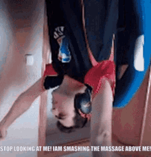Stop Looking At Me Up Side Down GIF - Stop Looking At Me Up Side Down Hands Up GIFs