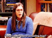 Big Bang Theory May I Offer You A Consolling Hug GIF - Big Bang Theory May I Offer You A Consolling Hug Mayim Bialik GIFs