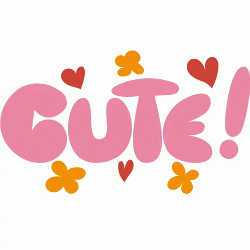 Cute Cute In Pink Bubble Letters With Hearts And Flowers Around Sticker ...