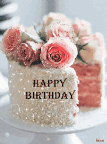 happy birthday sparkle glitters birthday cake rose