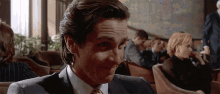Laughing Christian Bale GIF - Laughing Christian Bale Patrick Bateman GIFs