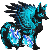he is hot litarally he is a blue fire wolf dragon